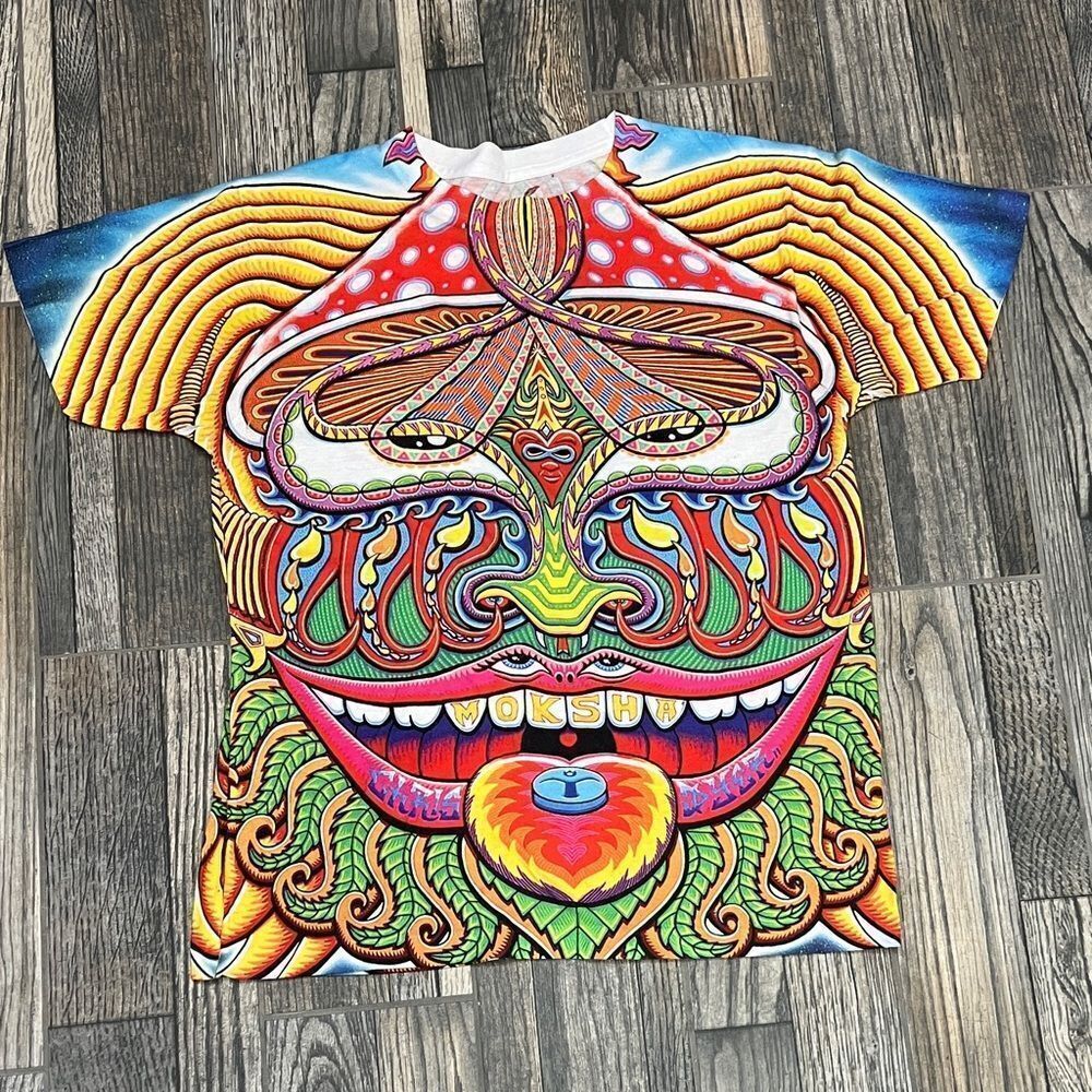 🔥 RaveNectar A.O.P. All over Print Hippie Boho Graphic Tee Chris Dyer Art Sz Me